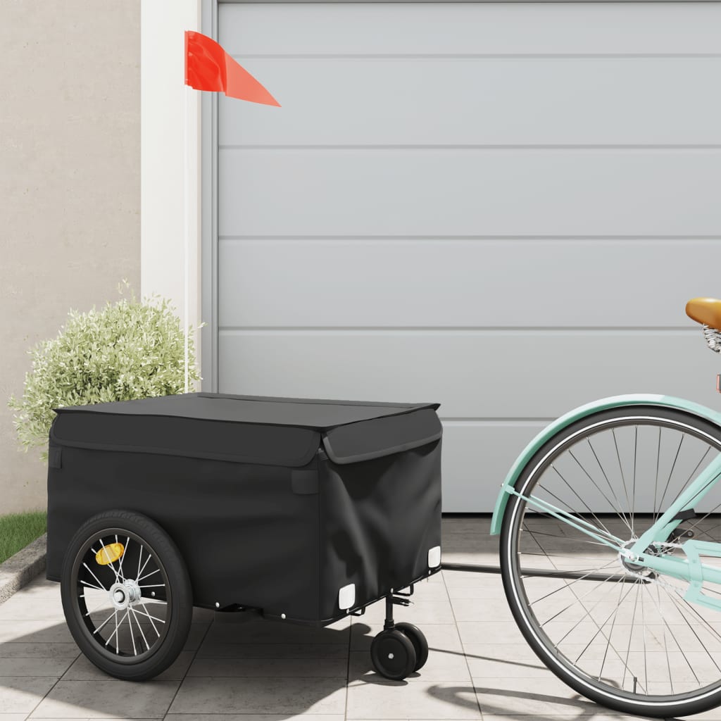 Vidaxl Bicycle Trailer 45 kg de fer noir