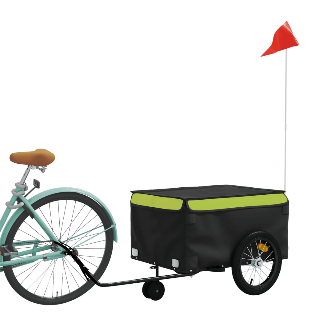 Vidaxl Bicycle Trailer 45 kg de fer noir et vert