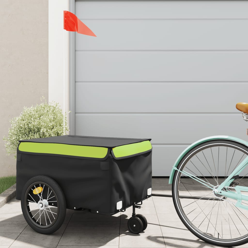 Vidaxl Bicycle Trailer 45 kg de fer noir et vert