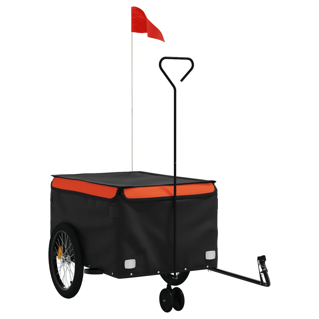 Vidaxl Bicycle Trailer 45 kg de fer noir et orange