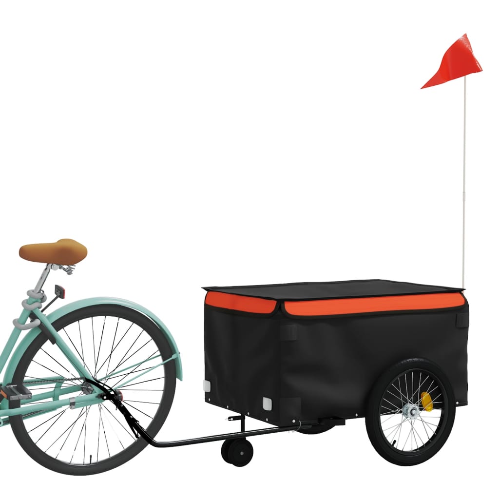 Vidaxl Bicycle Trailer 45 kg de fer noir et orange