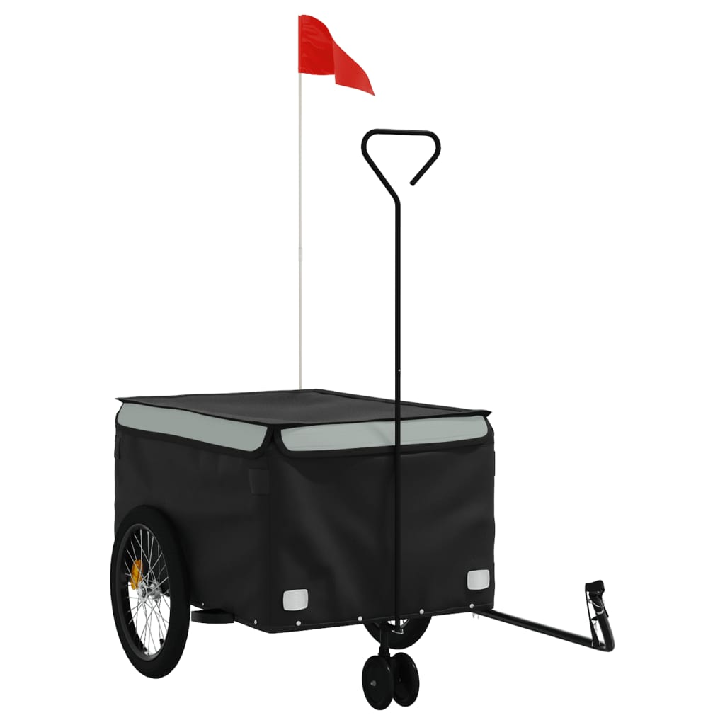 Vidaxl Bicycle Trailer 45 kg de fer noir et gris
