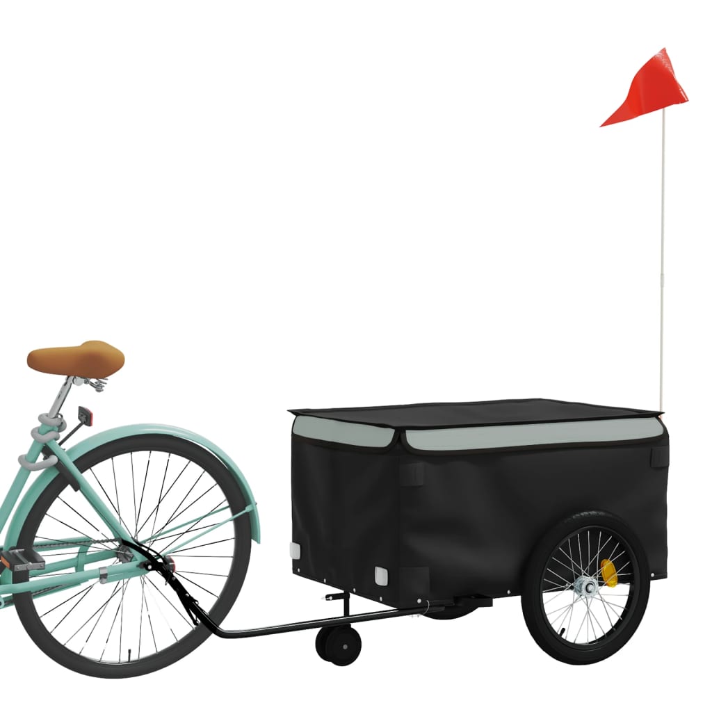 Vidaxl Bicycle Trailer 45 kg de fer noir et gris