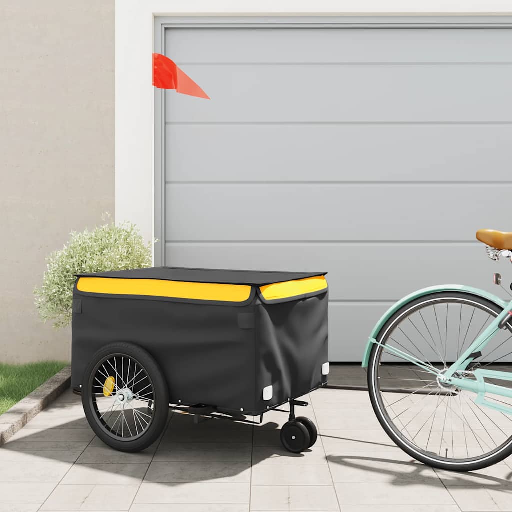 Vidaxl Bicycle Trailer 45 kg de fer noir et jaune