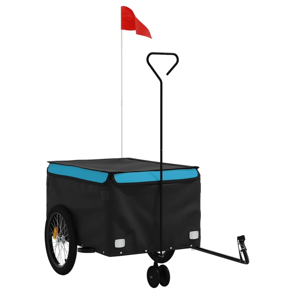 Vidaxl Bicycle Trailer 45 kg de fer noir et bleu