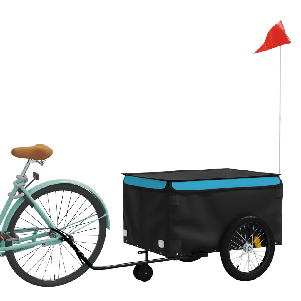 Vidaxl Bicycle Trailer 45 kg de fer noir et bleu