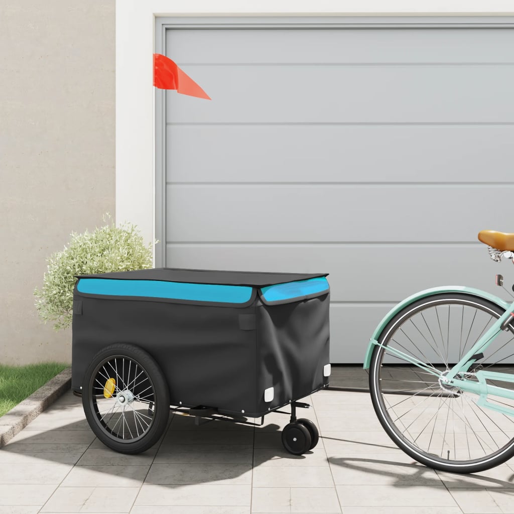 Vidaxl Bicycle Trailer 45 kg de fer noir et bleu