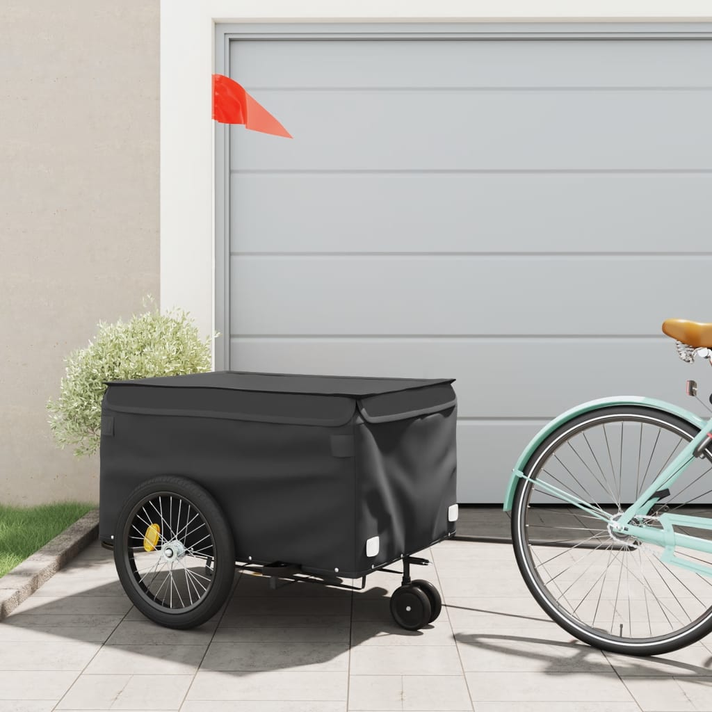 Vidaxl Bicycle Trailer 45 kg de fer noir
