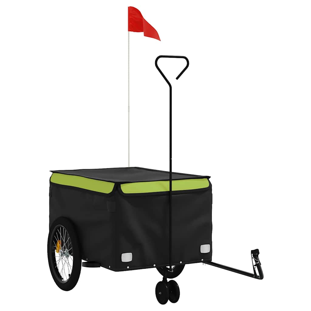 Vidaxl Bicycle Trailer 45 kg de fer noir et vert