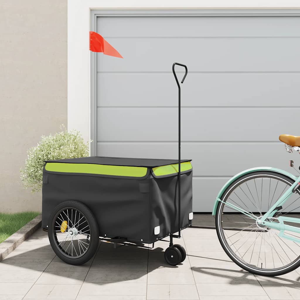 Vidaxl Bicycle Trailer 45 kg de fer noir et vert