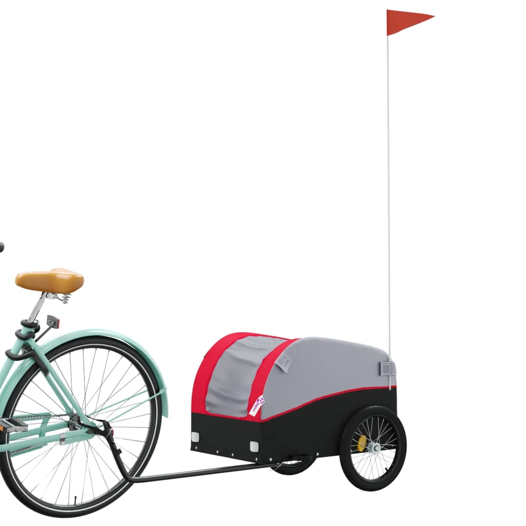 Vidaxl Bicycle Trailer 30 kg de fer noir et rouge