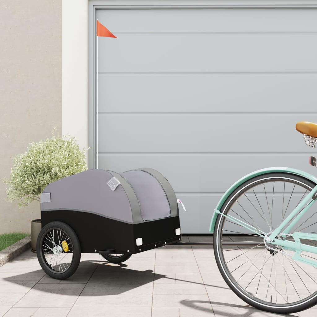 Vidaxl Bicycle Trailer 30 kg de fer noir et gris