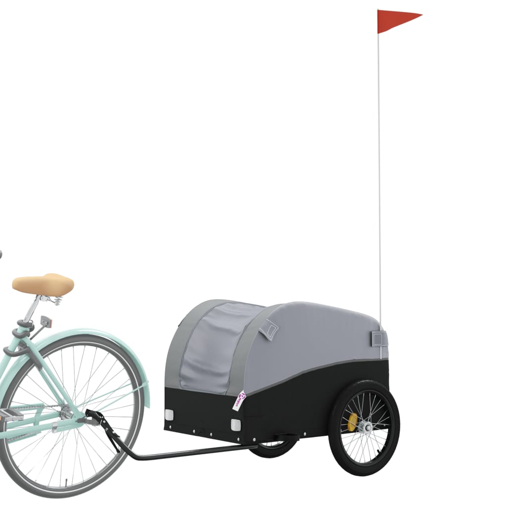 Vidaxl Bicycle Trailer 45 kg de fer noir et gris