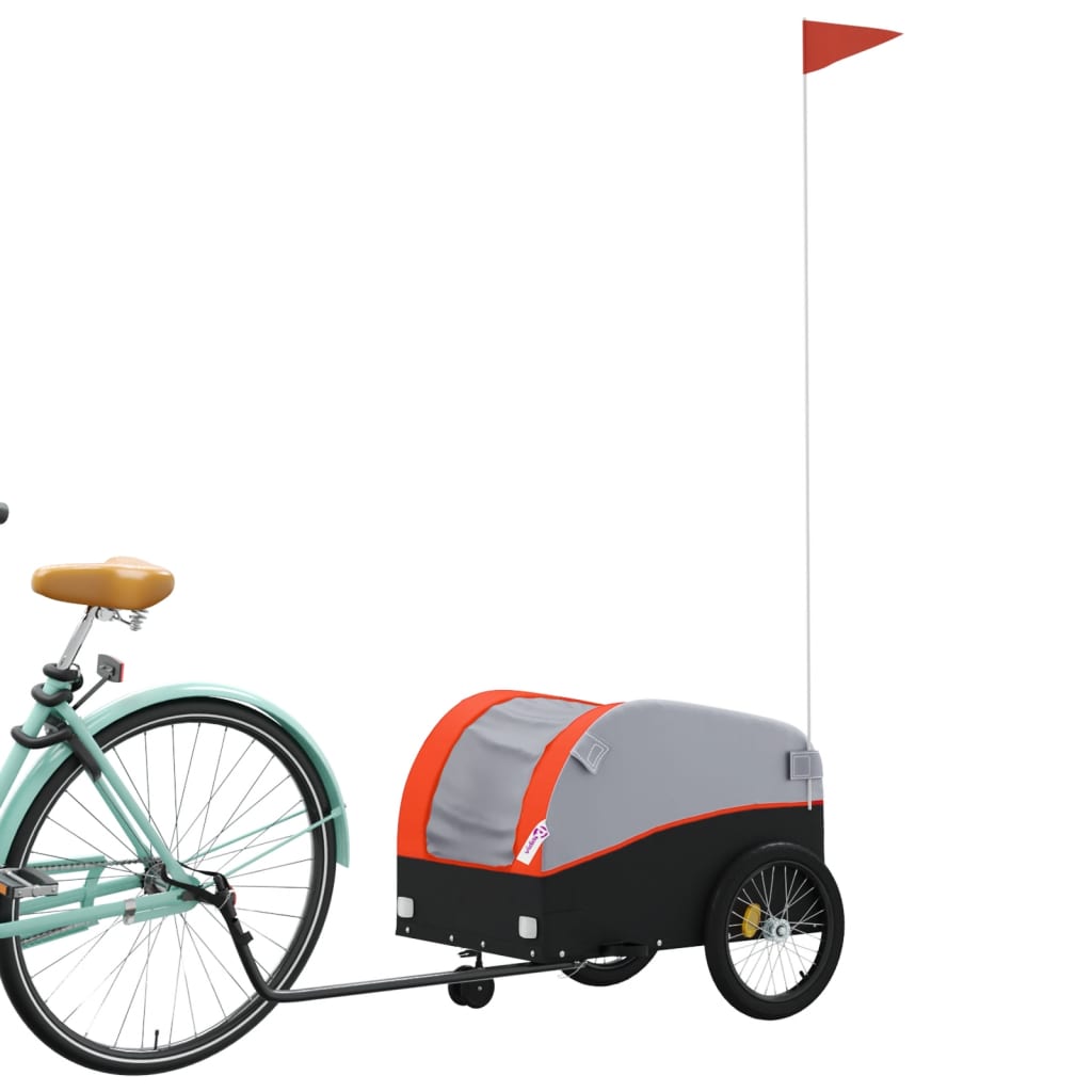 Vidaxl Bicycle Trailer 30 kg de fer noir et orange