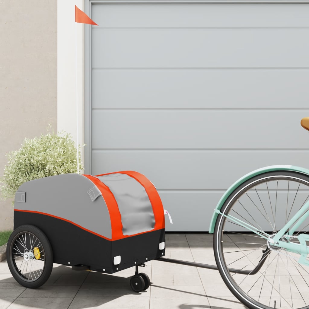Vidaxl Bicycle Trailer 30 kg de fer noir et orange
