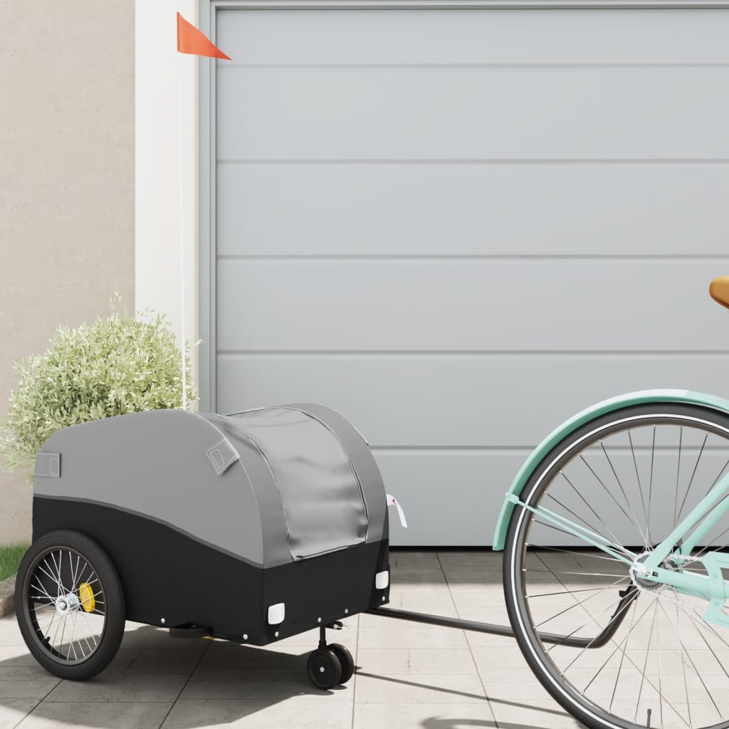 Vidaxl Bicycle Trailer 30 kg de fer noir et gris
