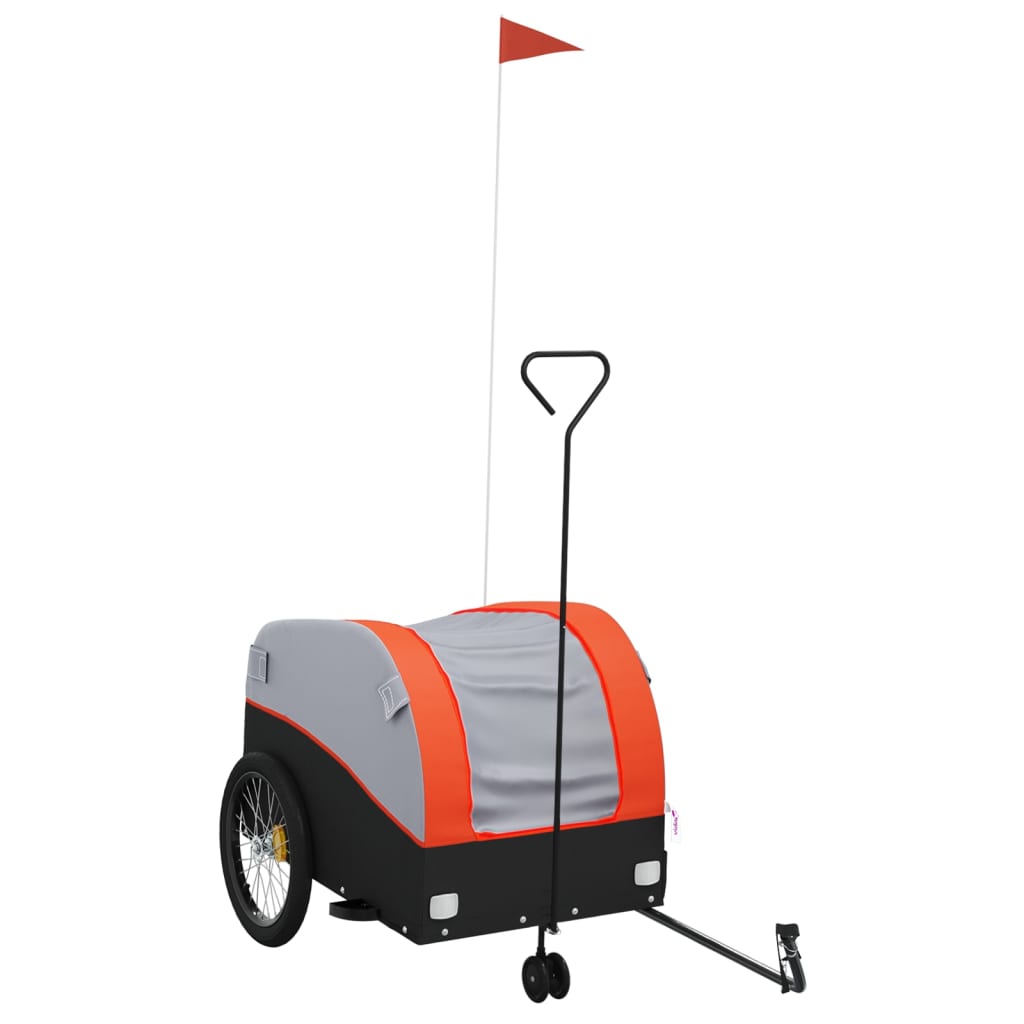 Vidaxl Bicycle Trailer 45 kg de fer noir et orange