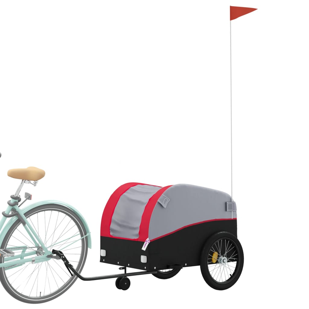 Vidaxl Bicycle Trailer 45 kg de fer noir et rouge
