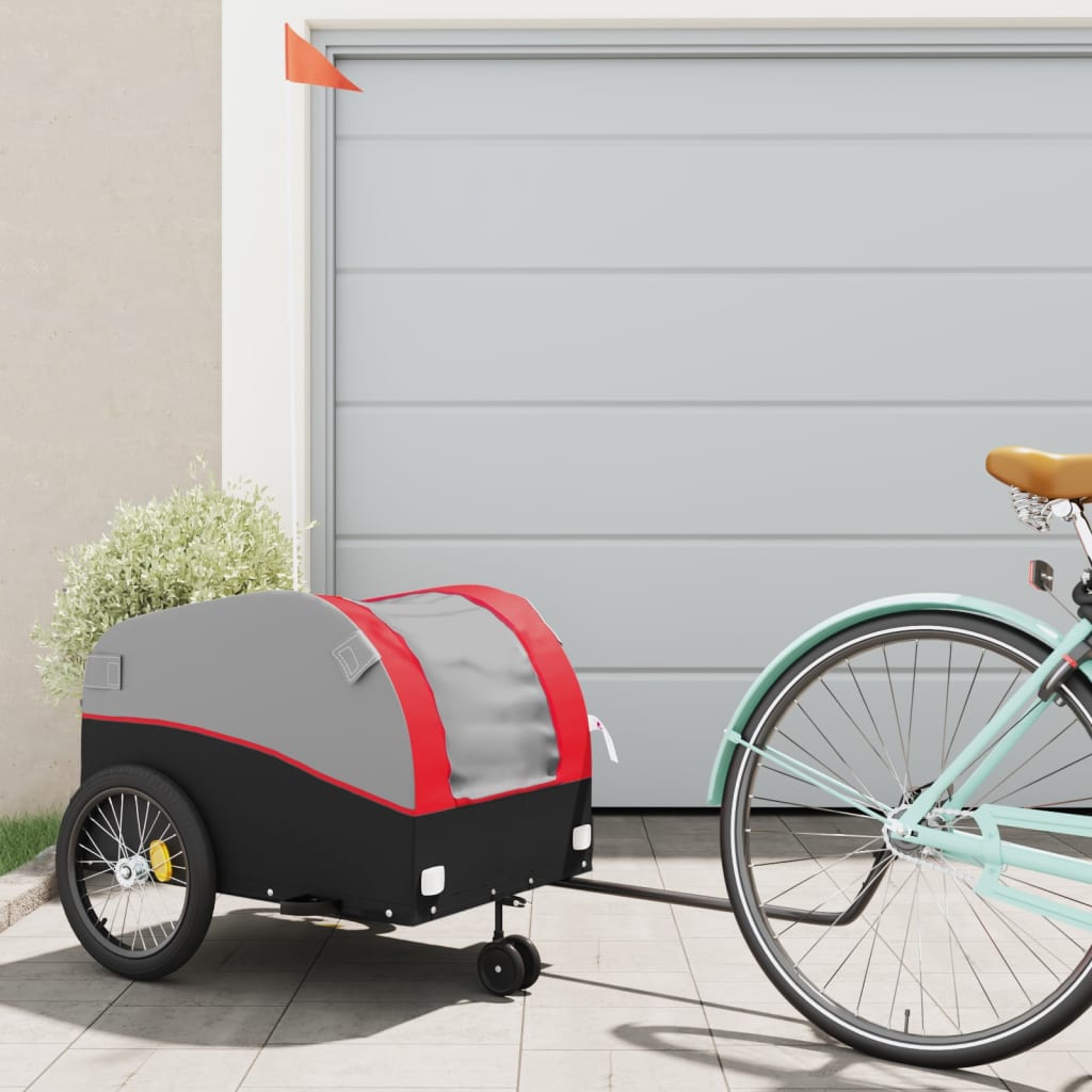 Vidaxl Bicycle Trailer 45 kg de fer noir et rouge