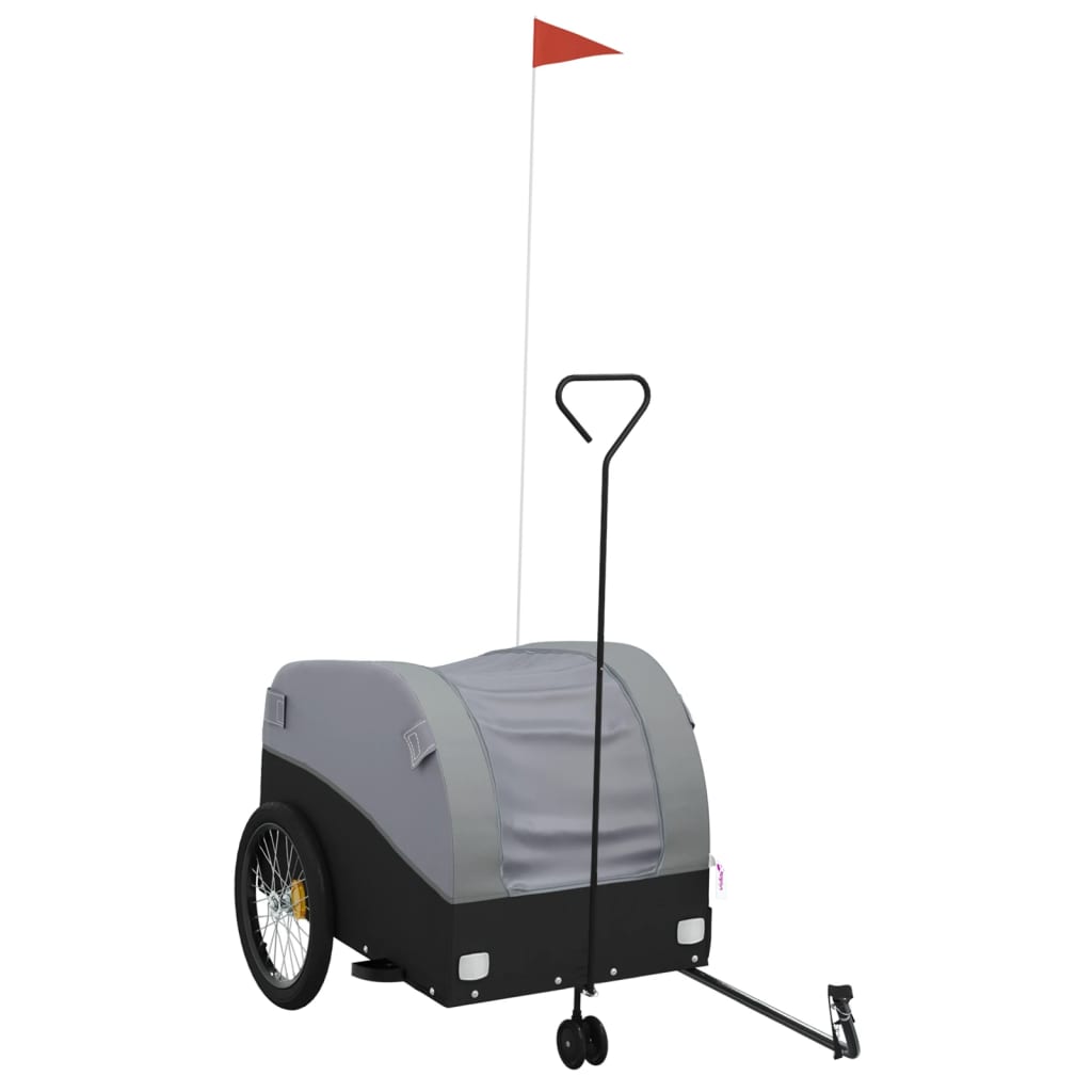 Vidaxl Bicycle Trailer 45 kg de fer noir et gris