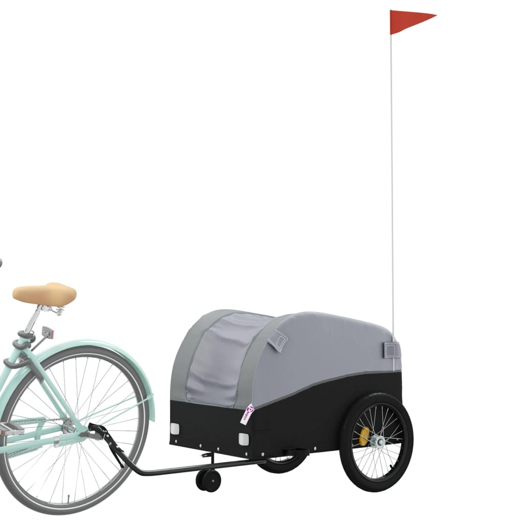 Vidaxl Bicycle Trailer 45 kg de fer noir et gris