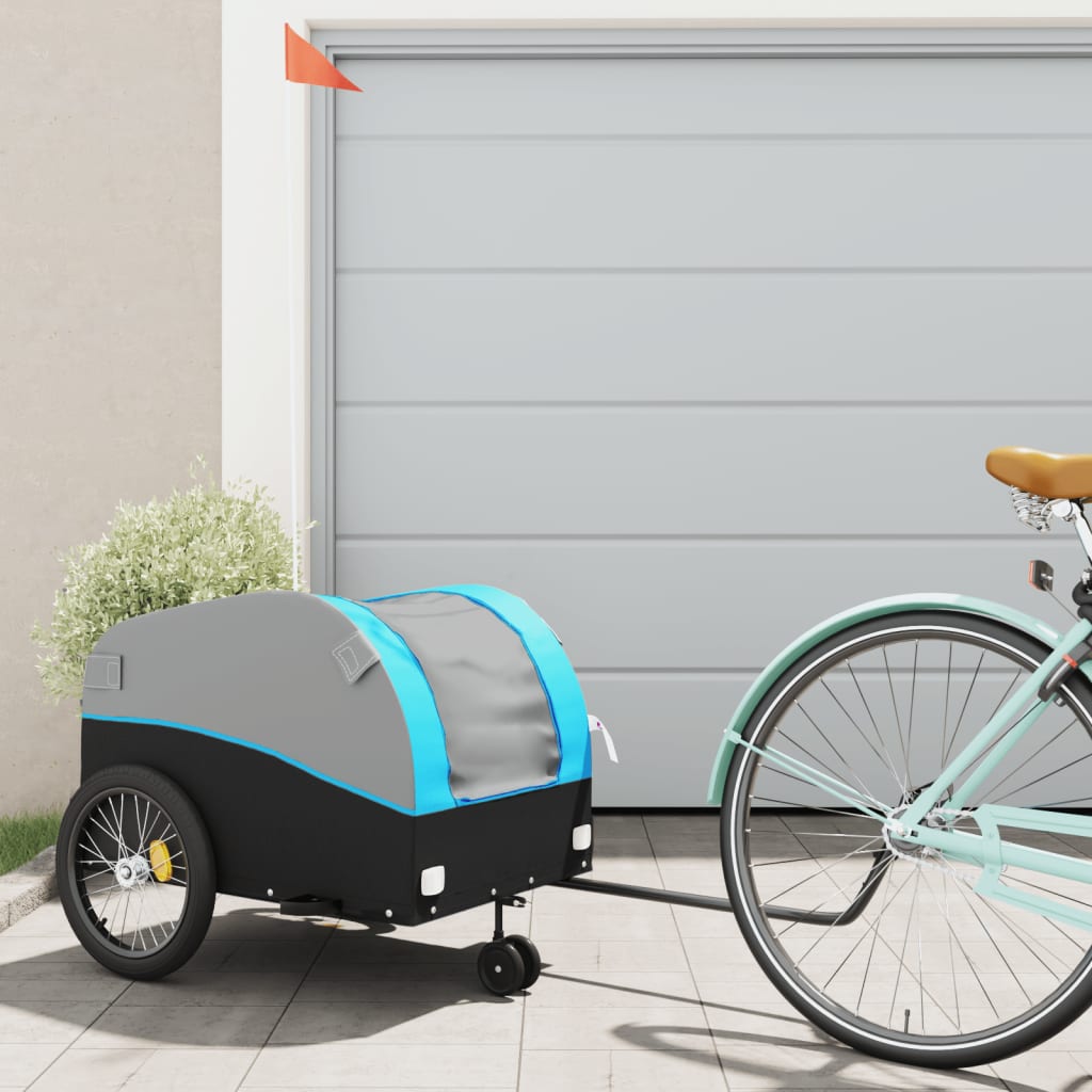 Vidaxl Bicycle Trailer 45 kg de fer noir et bleu