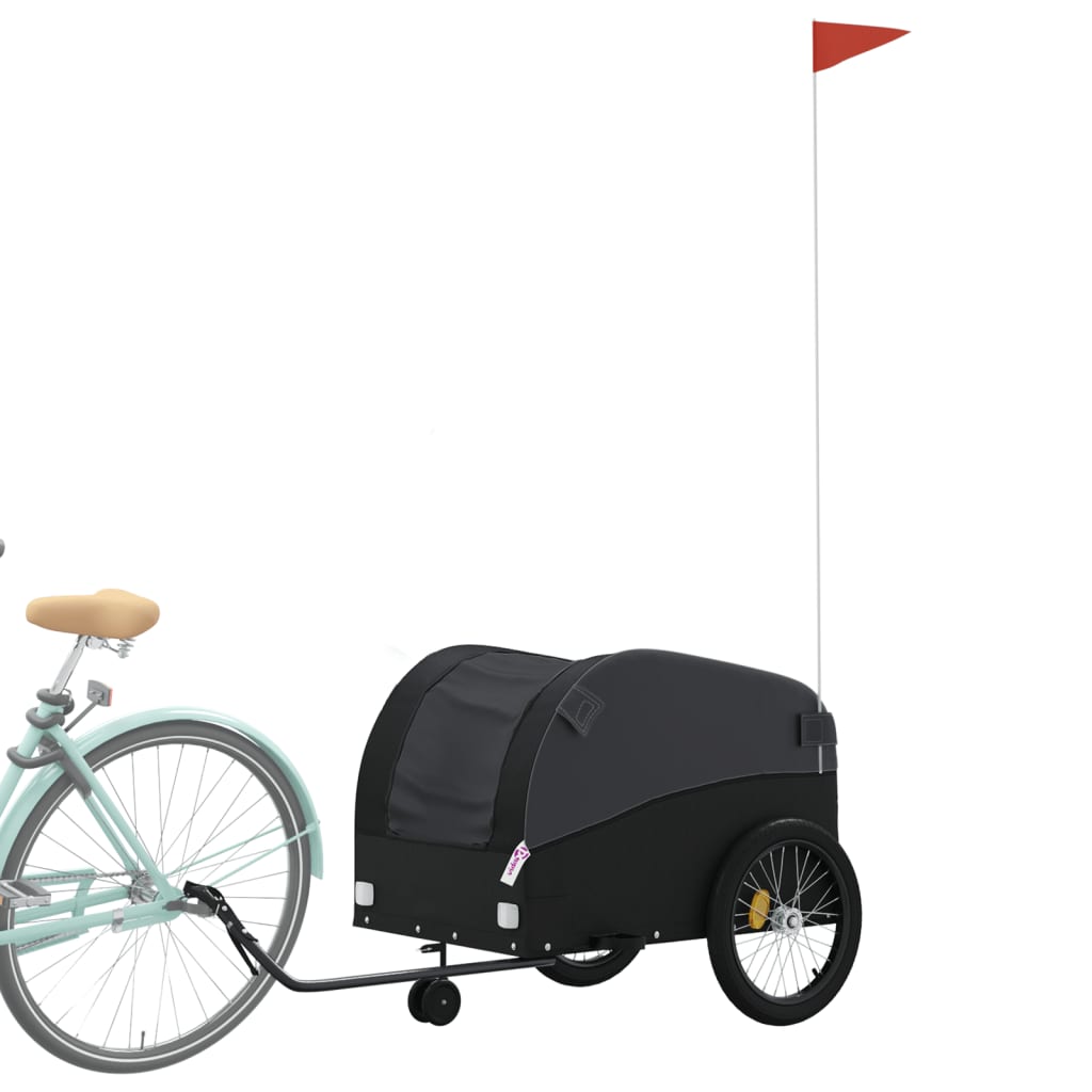Vidaxl Bicycle Trailer 45 kg de fer noir
