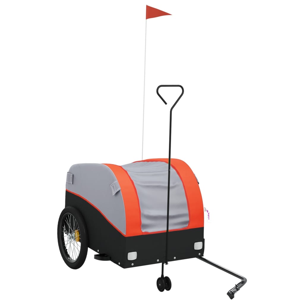 Vidaxl Bicycle Trailer 45 kg de fer noir et orange
