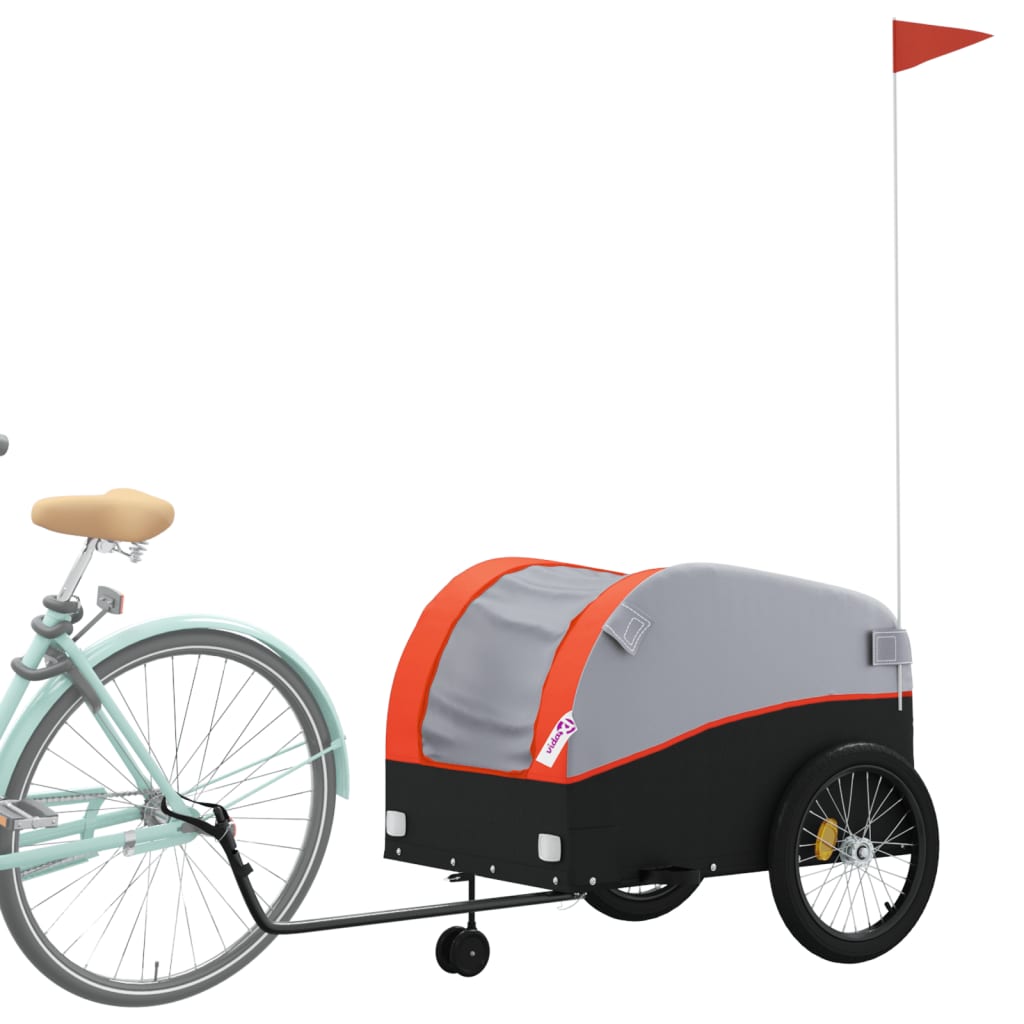 Vidaxl Bicycle Trailer 45 kg de fer noir et orange