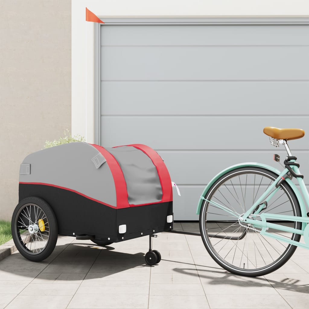 Vidaxl Bicycle Trailer 45 kg de fer noir et rouge