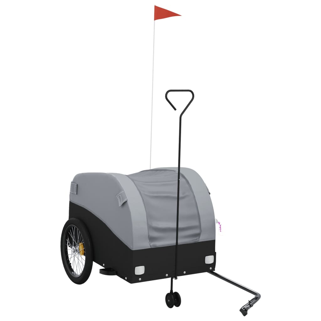 Vidaxl Bicycle Trailer 45 kg de fer noir et gris