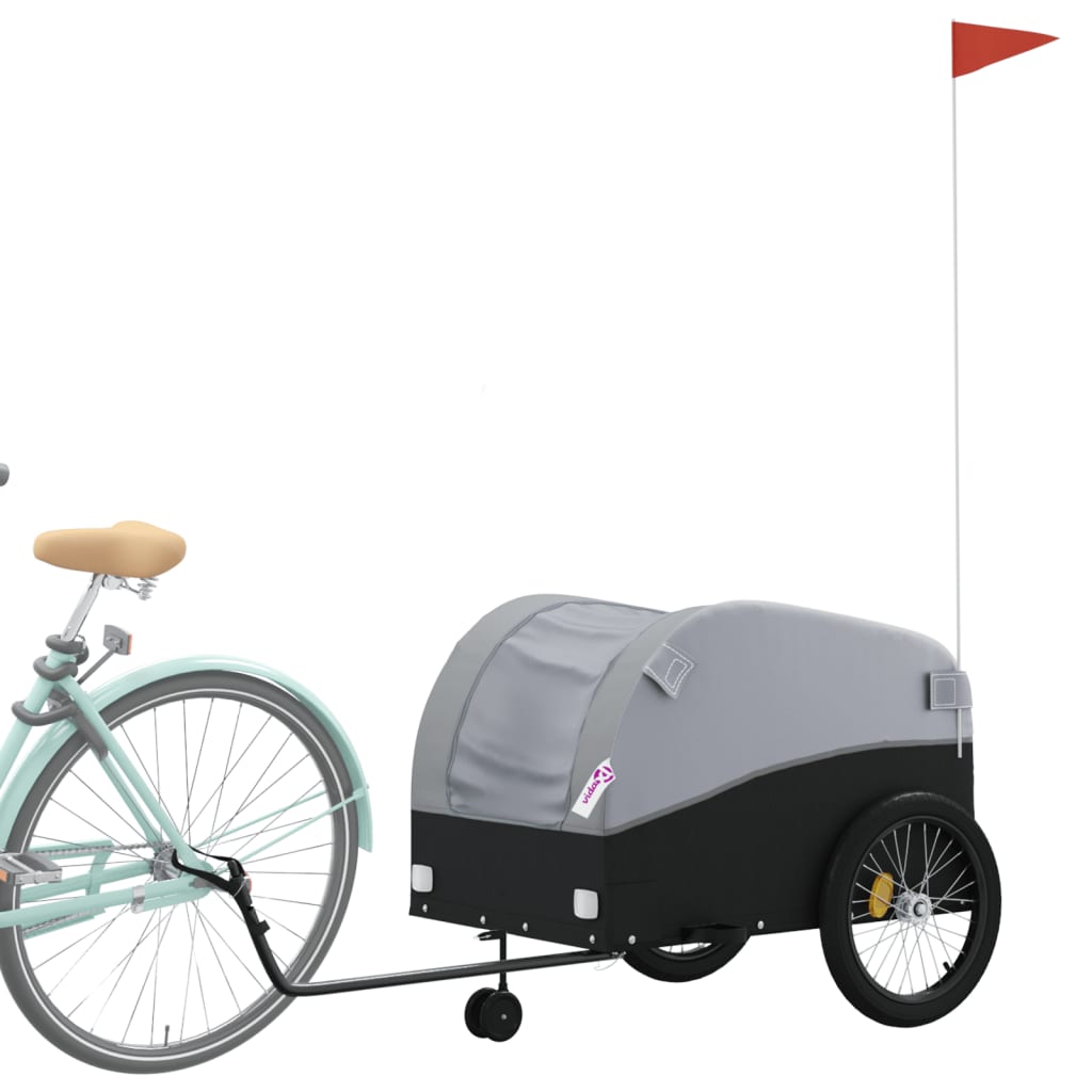 Vidaxl Bicycle Trailer 45 kg de fer noir et gris