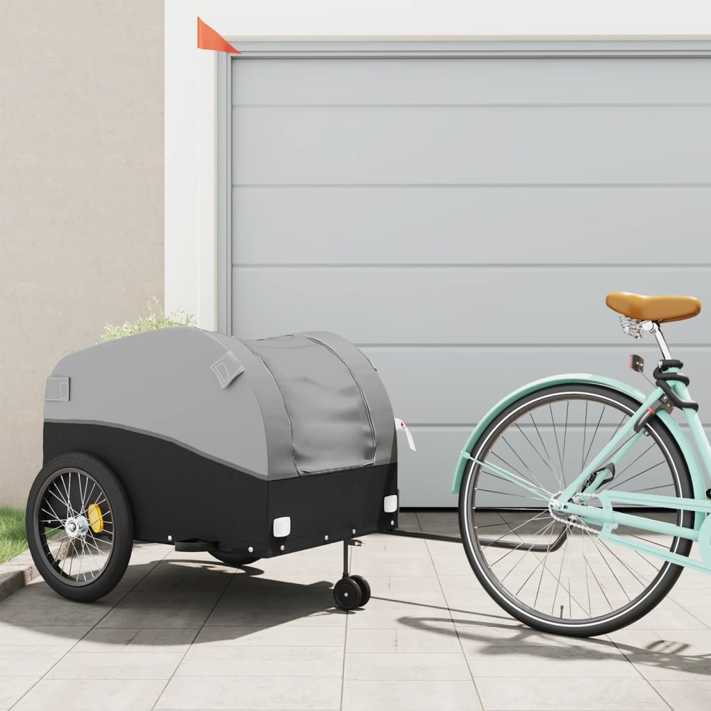 Vidaxl Bicycle Trailer 45 kg de fer noir et gris