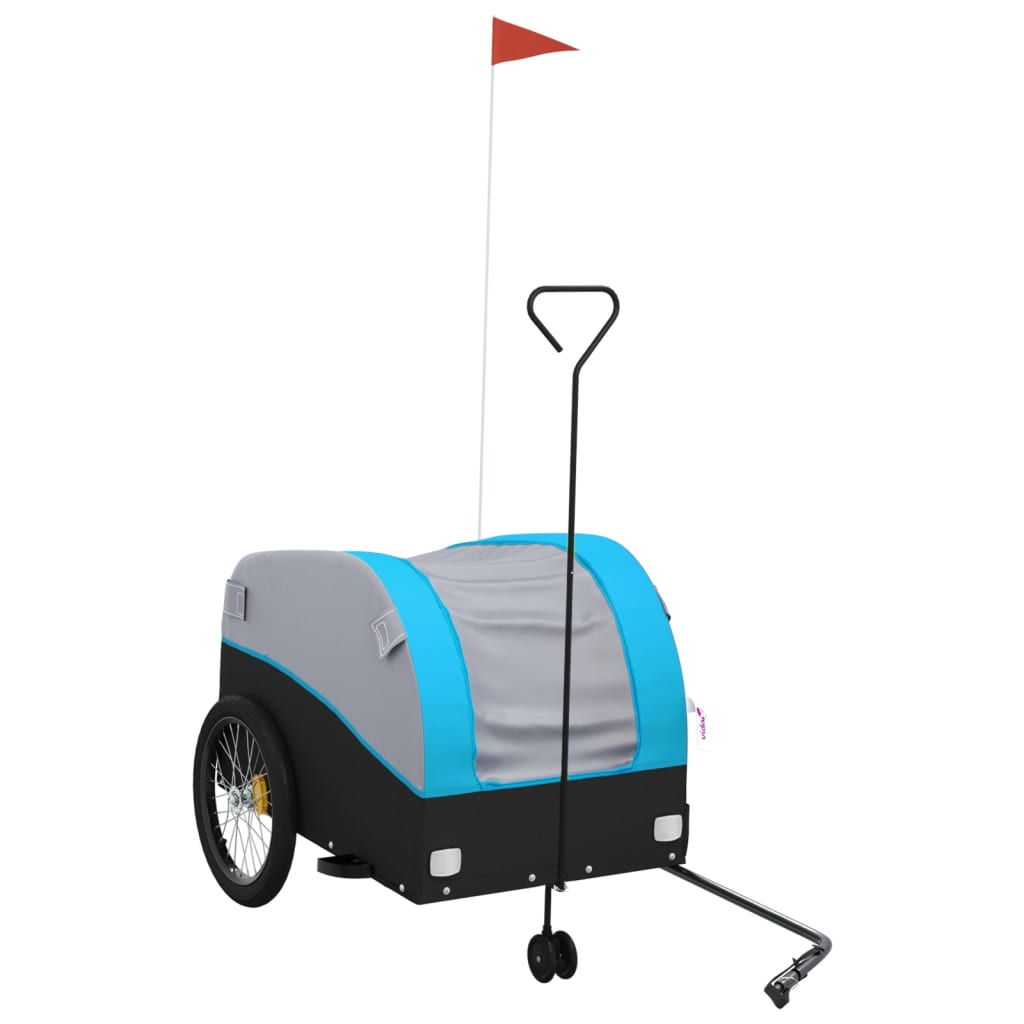 Vidaxl Bicycle Trailer 45 kg de fer noir et bleu