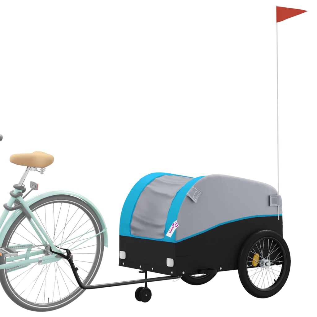 Vidaxl Bicycle Trailer 45 kg de fer noir et bleu