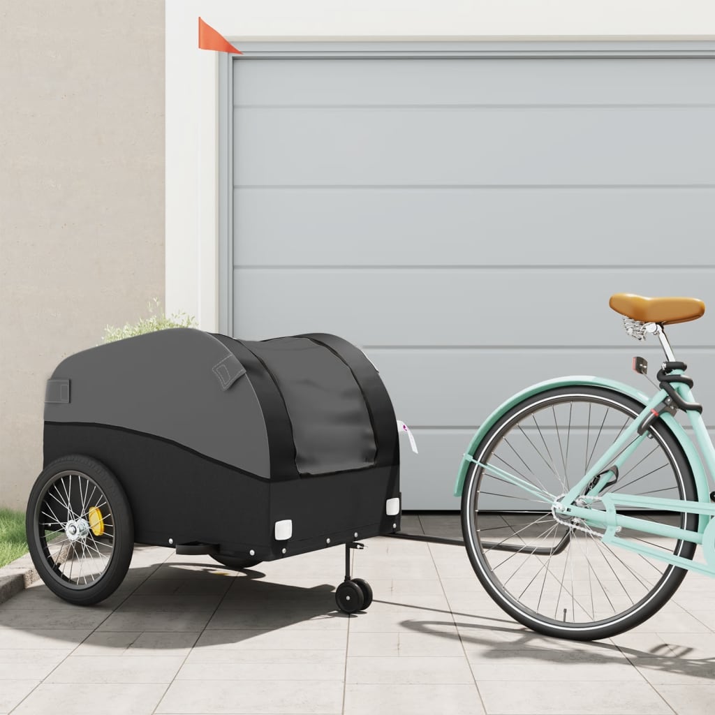 Vidaxl Bicycle Trailer 45 kg de fer noir
