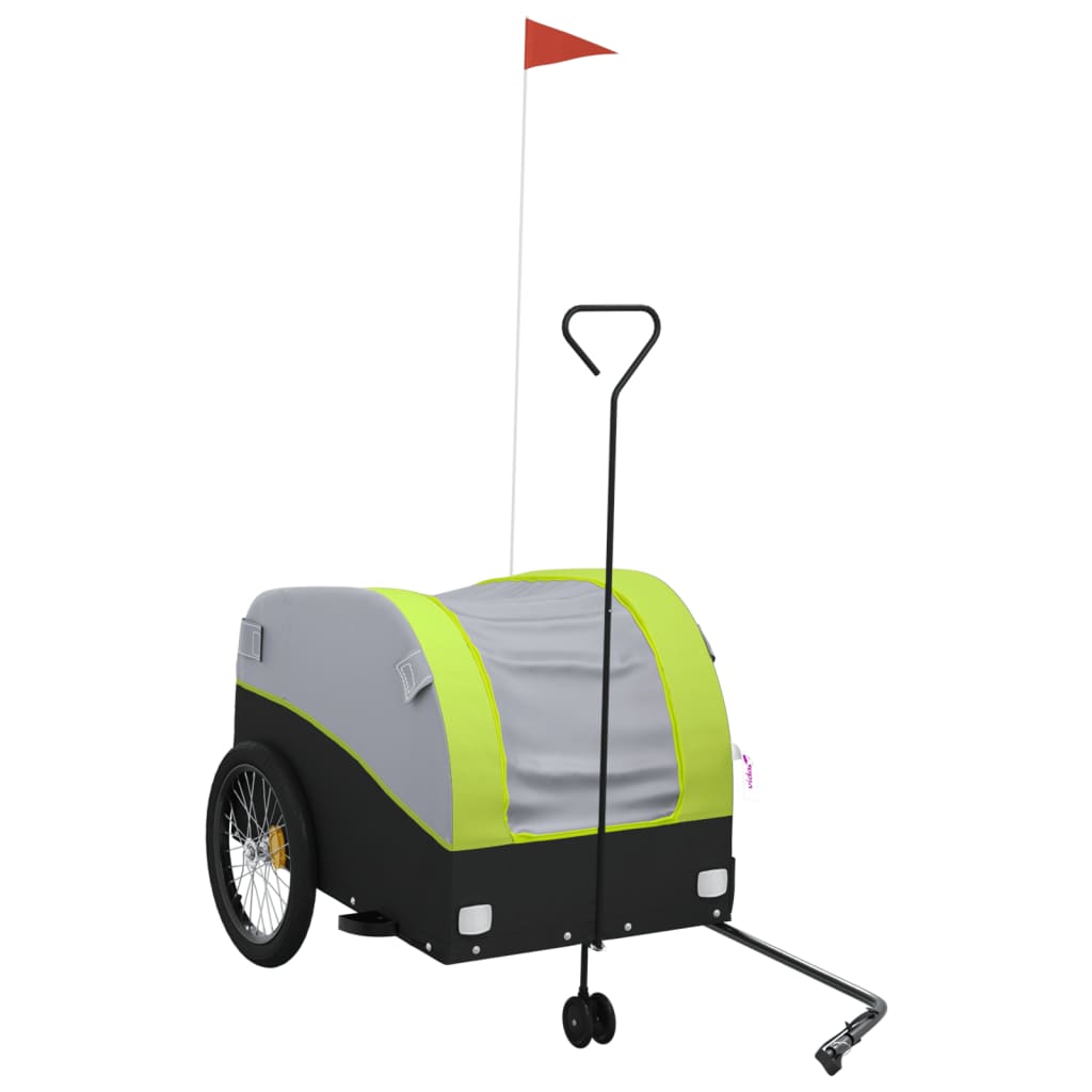 Vidaxl Bicycle Trailer 45 kg de fer noir et vert