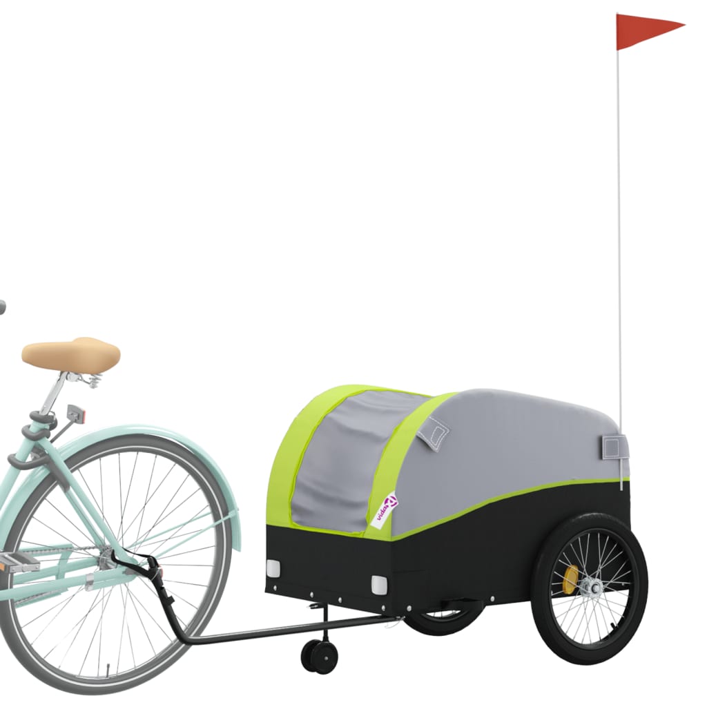 Vidaxl Bicycle Trailer 45 kg de fer noir et vert