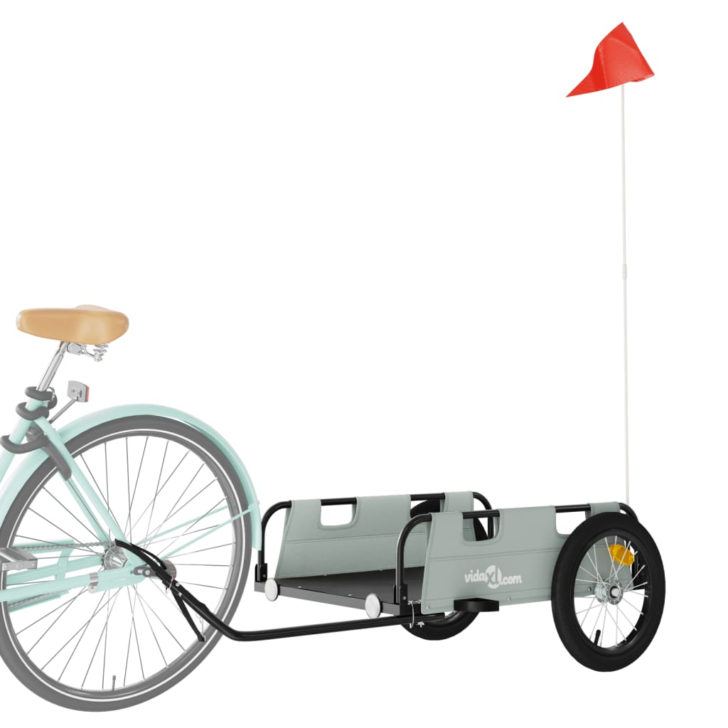 Vidaxl remorque vélo tissu oxford et gris fer