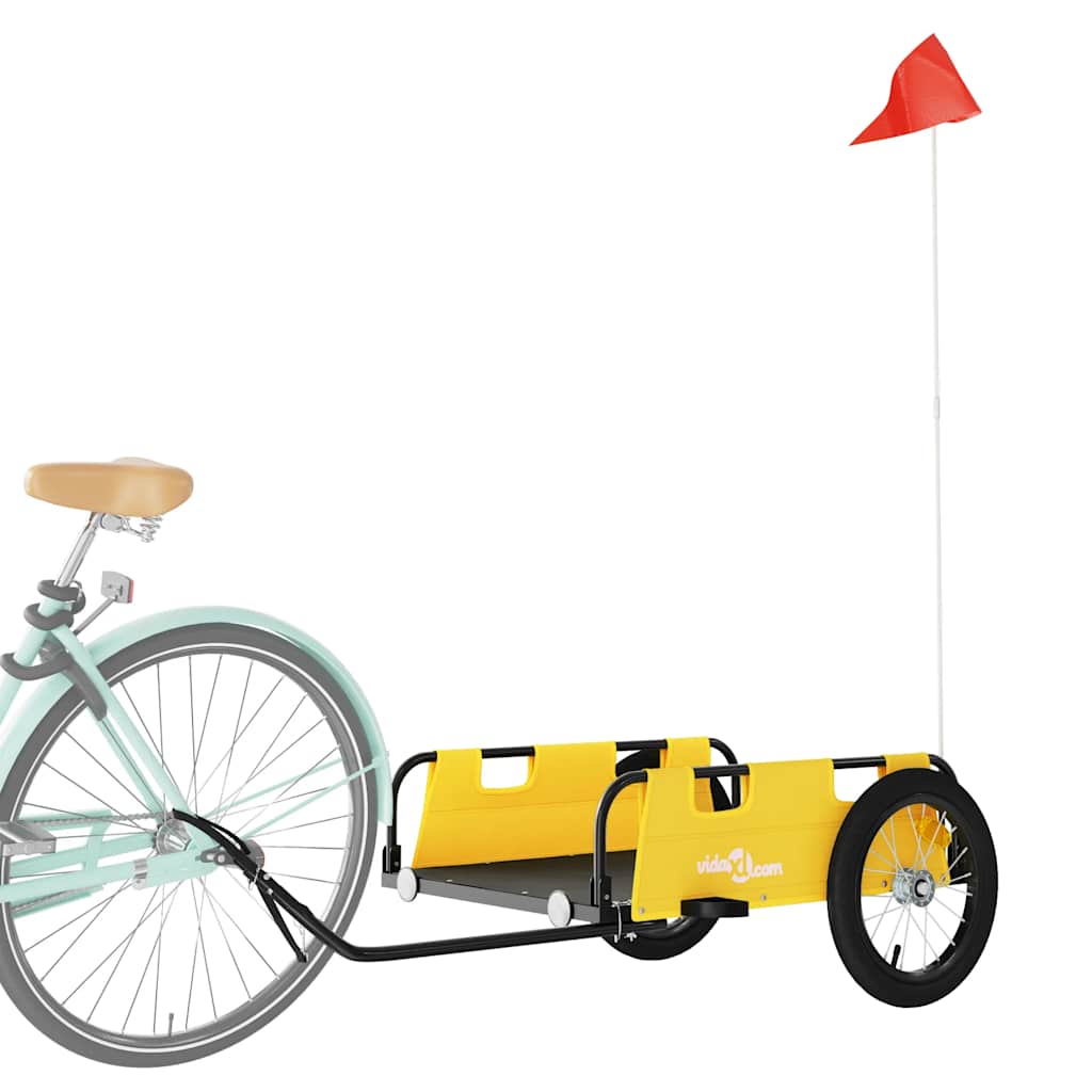 Vidaxl Bicycle Trailer tissu oxford et jaune de fer