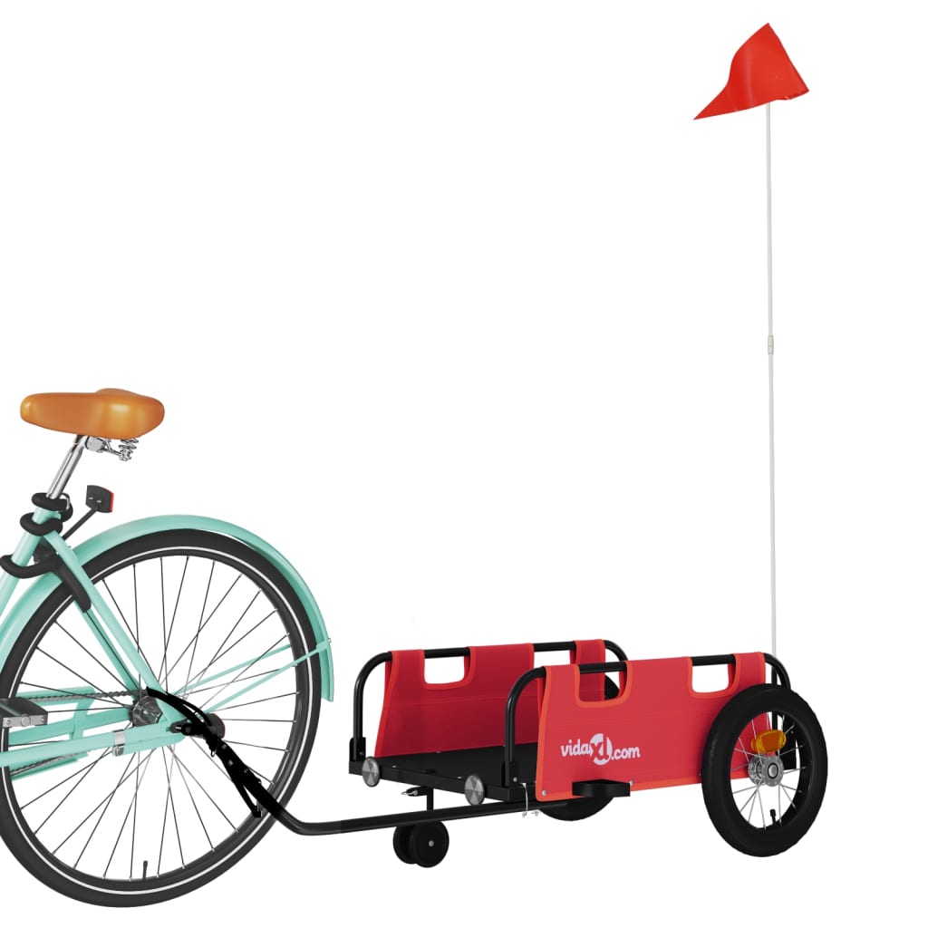 Vidaxl Bicycle Trailer tissu oxford et rouge en fer