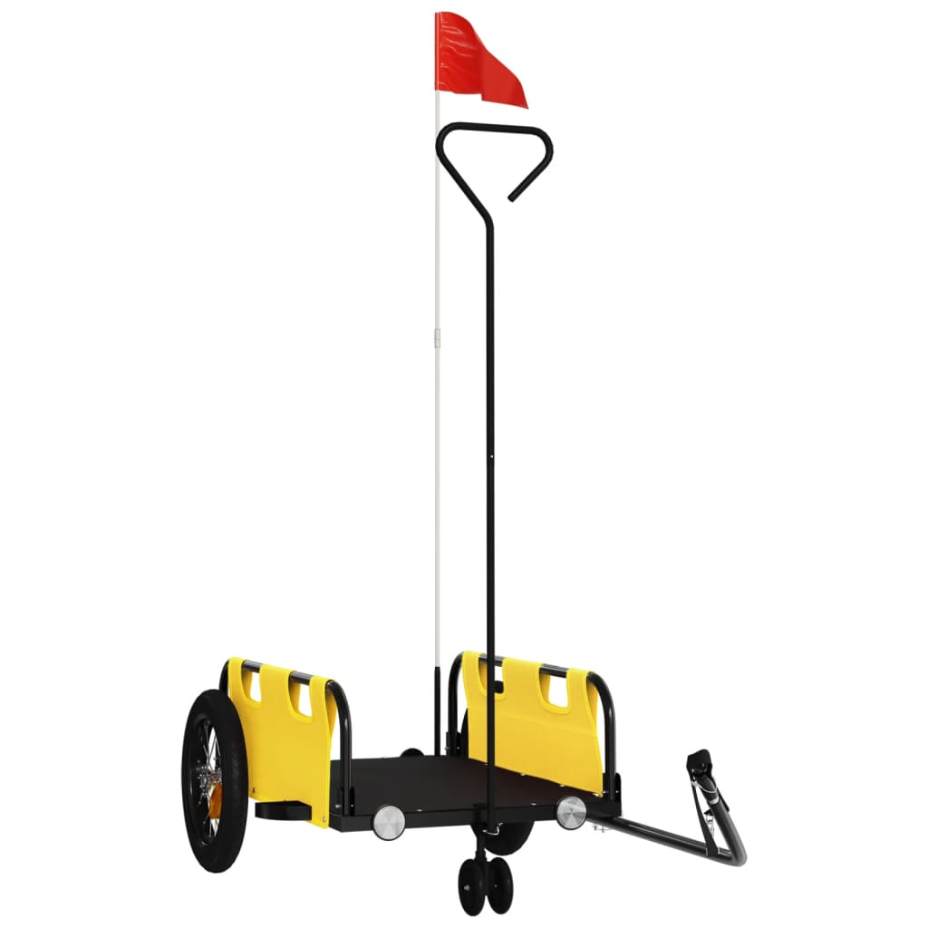 Vidaxl Bicycle Trailer tissu oxford et jaune de fer