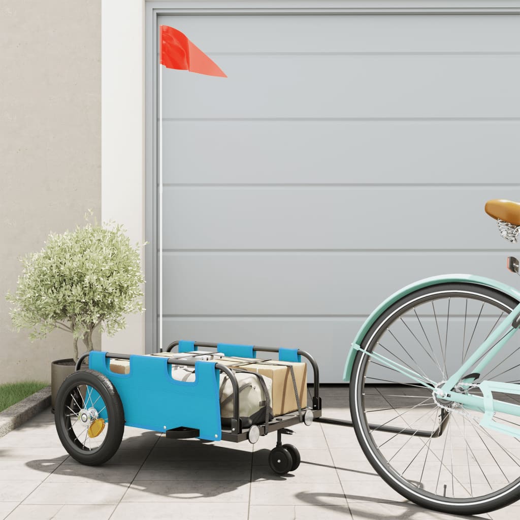 Vidaxl Bicycle Trailer Oxford Fabric et Bleu en fer