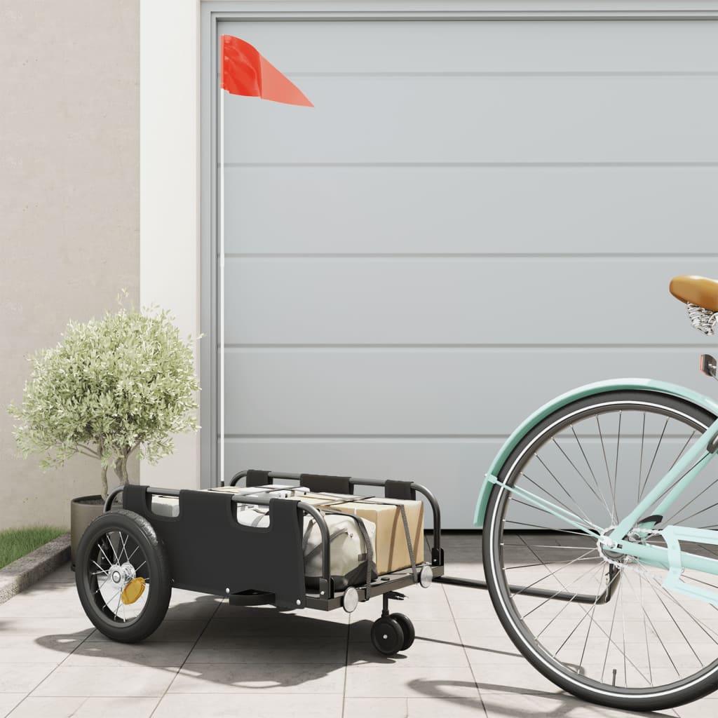 Vidaxl Bicycle Trailer Oxford Fabric et Black de fer