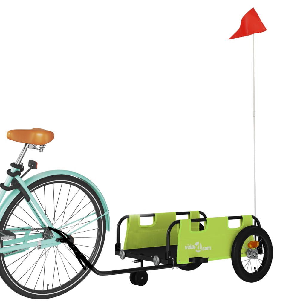 Vidaxl Bicycle Trailer Oxford Fabric et Green de fer