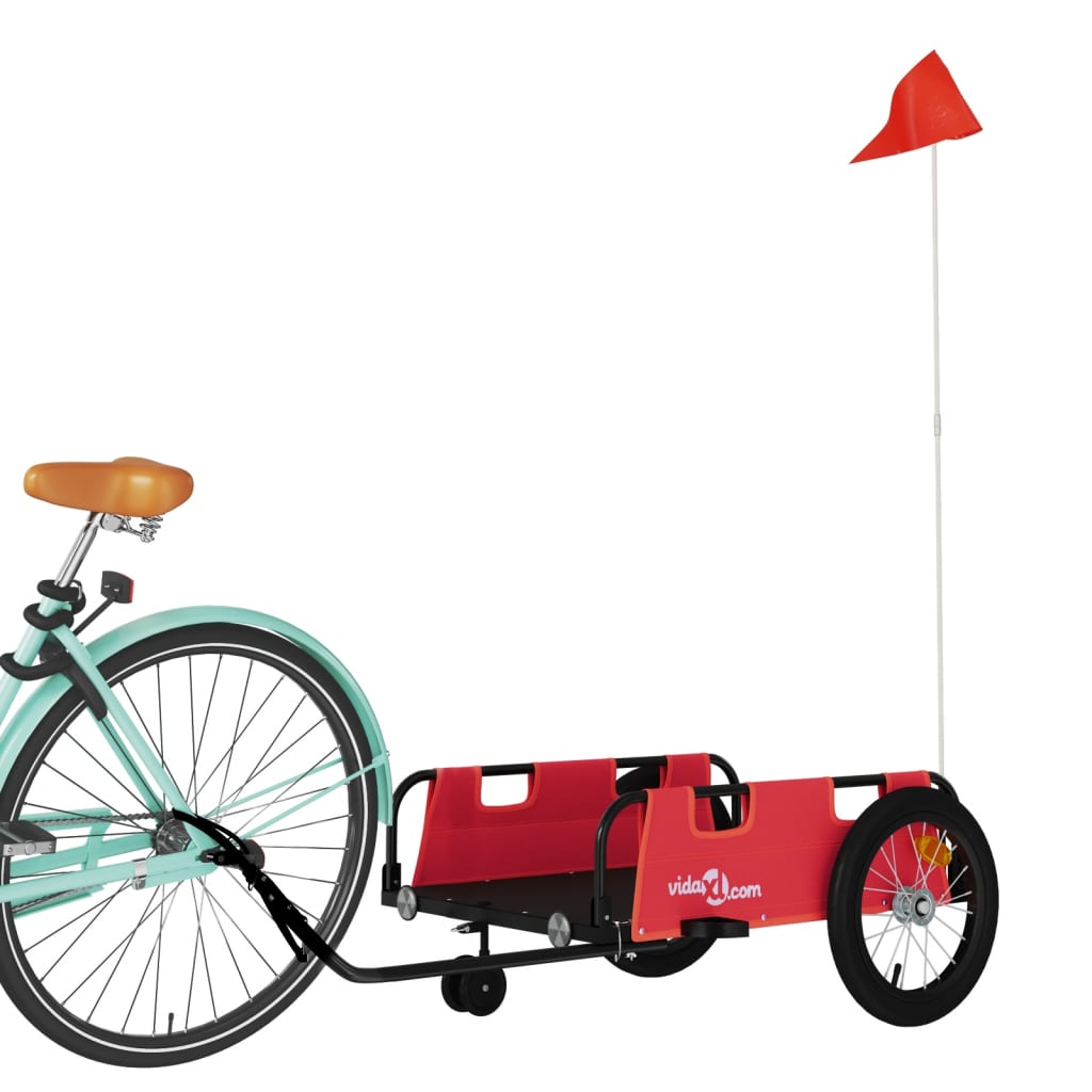 Vidaxl Bicycle Trailer tissu oxford et rouge en fer