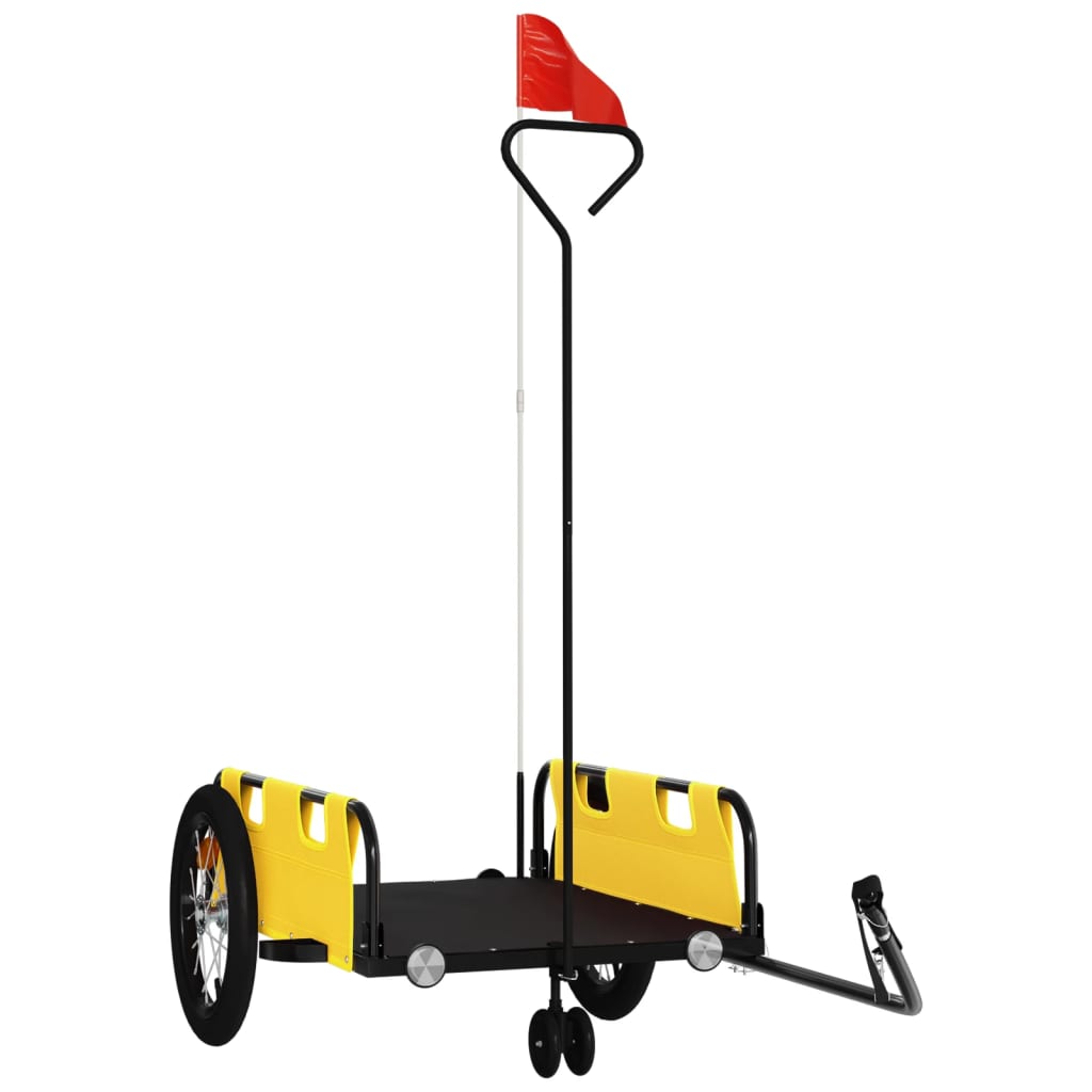 Vidaxl Bicycle Trailer tissu oxford et jaune de fer