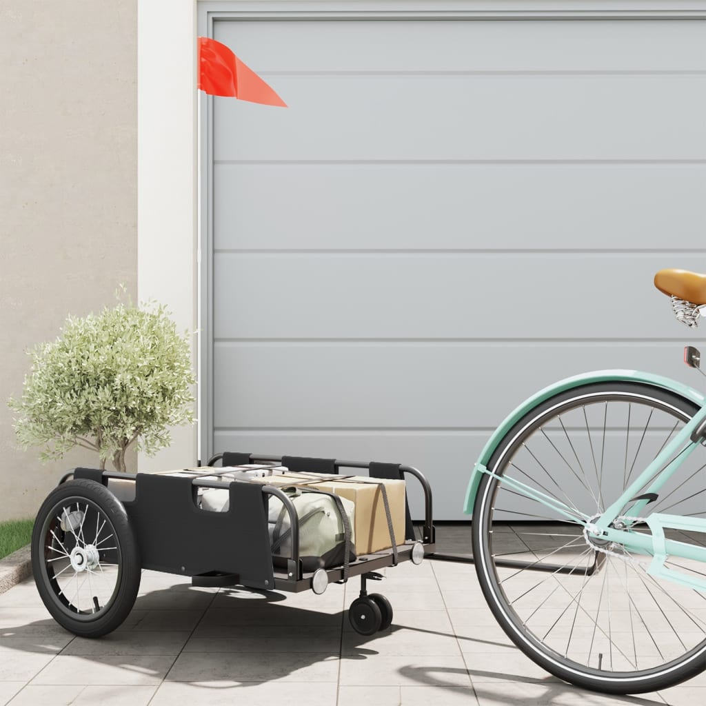 Vidaxl Bicycle Trailer Oxford Fabric et Black de fer