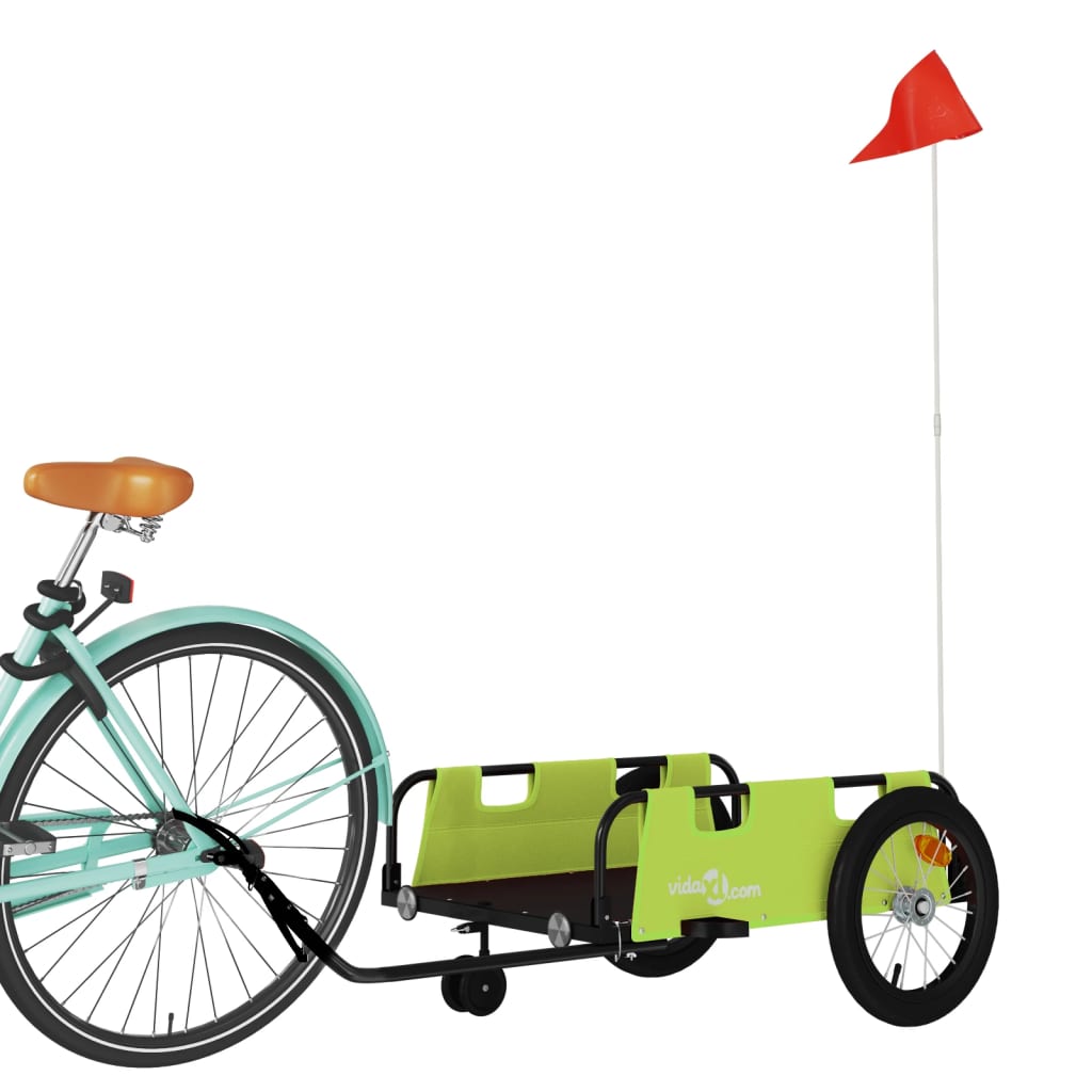 Vidaxl Bicycle Trailer Oxford Fabric et Green de fer