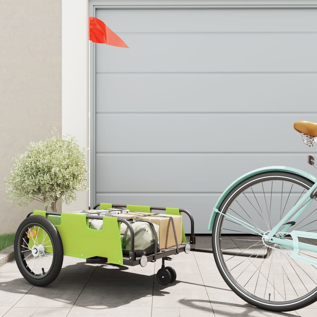 Vidaxl Bicycle Trailer Oxford Fabric et Green de fer